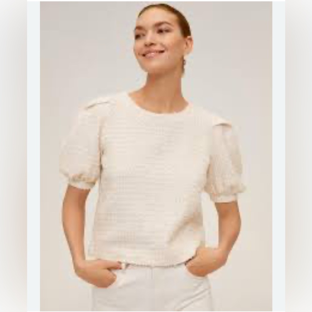MNG Elegant Cream Puff Sleeve Top NWT